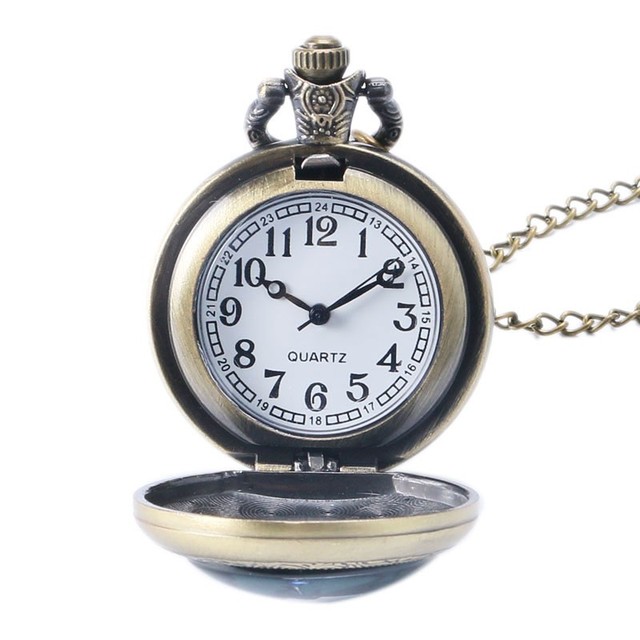Zegarek kieszonkowy antyczny brąz Fob z naszyjnikiem na łańcuszku, design masonerii - Wianko - 3