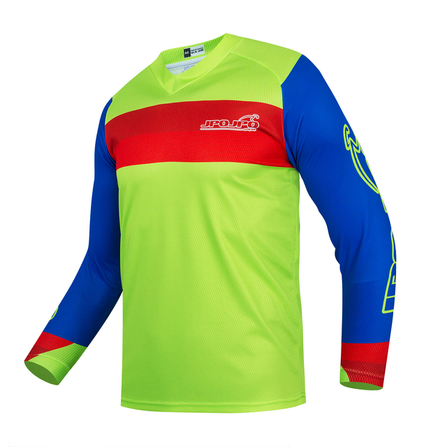 Męska koszulka rowerowa DH zielono-niebieska Moto Jersey - MTB koszulki rowerowe Motocross Offroad - Wianko - 24