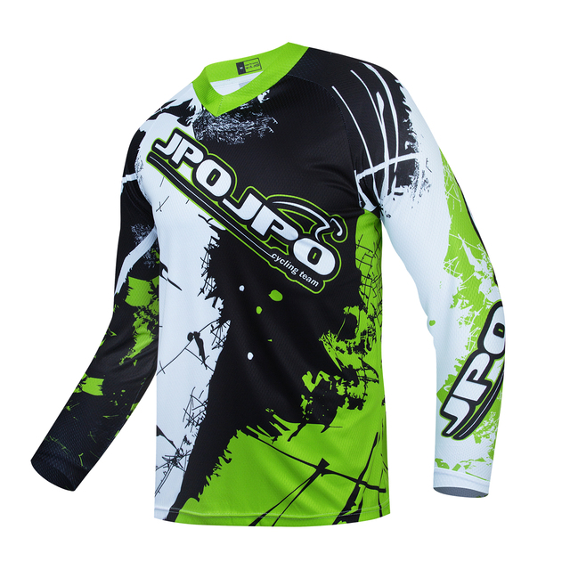 Męska koszulka rowerowa DH zielono-niebieska Moto Jersey - MTB koszulki rowerowe Motocross Offroad - Wianko - 5