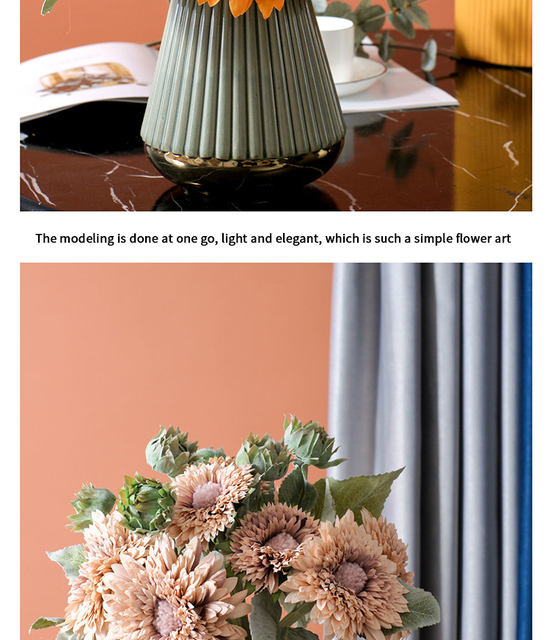Zestaw 5 sztuk bukietów sztucznych słoneczników do dekoracji DIY ślubu, domu i biura - Wianko - 4