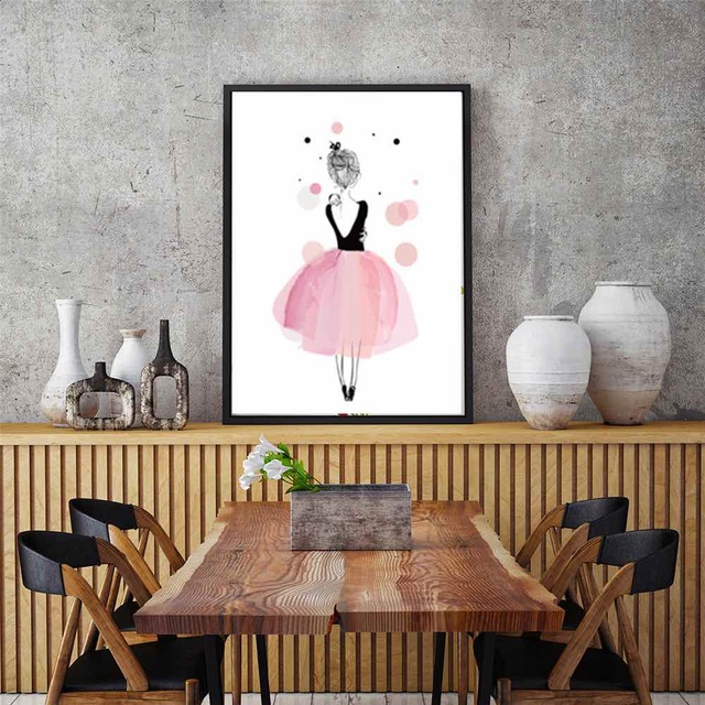 Plakat HAUCHU z różową spódnicą Eiffla - malarstwo na płótnie do salonu w stylu Nordic - Wianko - 5