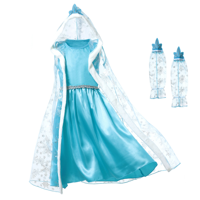 Sukienka dziecięca Elsa - Królowa Śniegu - Księżniczka - Karnawał - Przebranie z przezroczystą peleryną - Świąteczna - Niebieskie ubrania - Wianko - 11