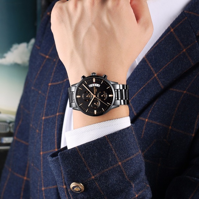 NIBOSI Zegarek męski złoty luksusowy, marki słynnej i modowej NIBOSI, na rękę, kwarcowy, styl casual, wojskowy, Relogio Masculino - Wianko - 10