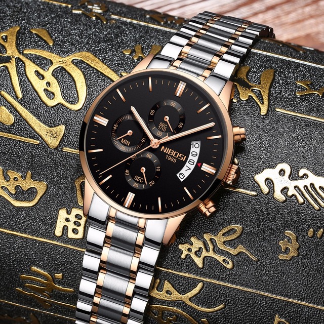 NIBOSI Zegarek męski złoty luksusowy, marki słynnej i modowej NIBOSI, na rękę, kwarcowy, styl casual, wojskowy, Relogio Masculino - Wianko - 12