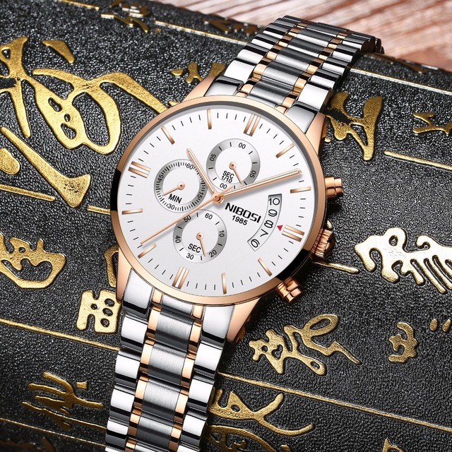 NIBOSI Zegarek męski złoty luksusowy, marki słynnej i modowej NIBOSI, na rękę, kwarcowy, styl casual, wojskowy, Relogio Masculino - Wianko - 16