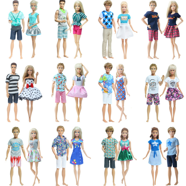 Strój lalki BJDBUS, zestaw 2 sztuki odzieży na co dzień dla lalki i dla chłopca Ken, sukienka do zabawy dla lalki Barbie - Wianko - 1