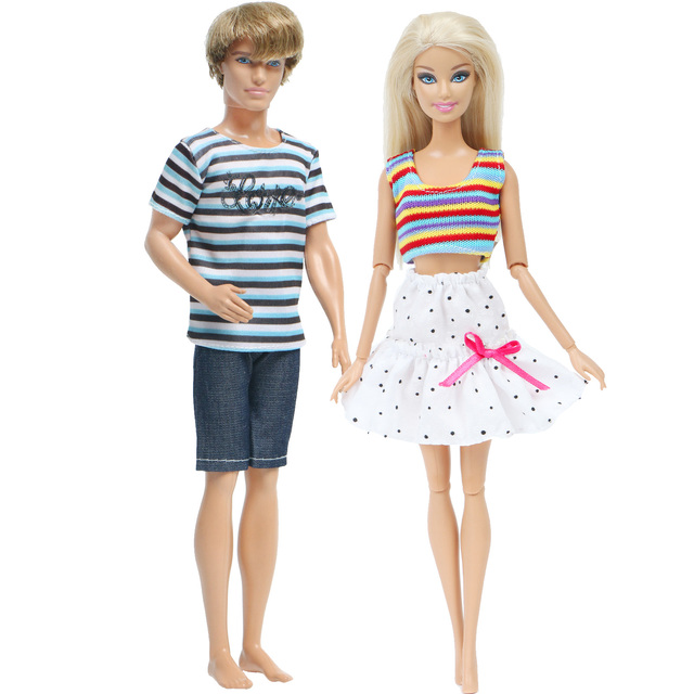 Strój lalki BJDBUS, zestaw 2 sztuki odzieży na co dzień dla lalki i dla chłopca Ken, sukienka do zabawy dla lalki Barbie - Wianko - 4