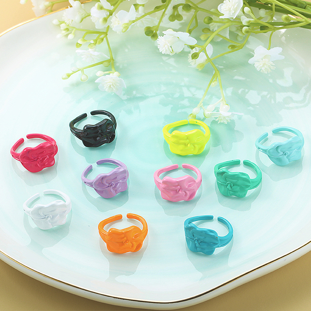 Pierścień regulowany z cukierkami w kolorze Rainbow Rose – nowa moda 2021 dla kobiet - Wianko - 2