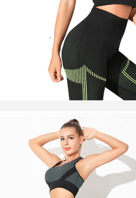 Zestaw 2 sztuk bezszwowych ubrań do jogi dla kobiet: biustonosz i legginsy z wysokim stanem - Wianko - 5