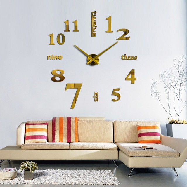 Zegar ścienne Moda - nowoczesny zegar dekoracyjny z akrylowymi naklejkami i igłami do salonu - Wianko - 4