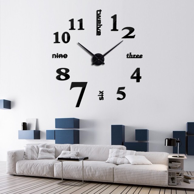 Zegar ścienne Moda - nowoczesny zegar dekoracyjny z akrylowymi naklejkami i igłami do salonu - Wianko - 3