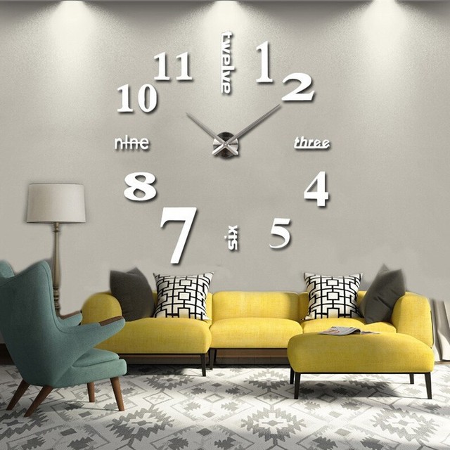 Zegar ścienne Moda - nowoczesny zegar dekoracyjny z akrylowymi naklejkami i igłami do salonu - Wianko - 5