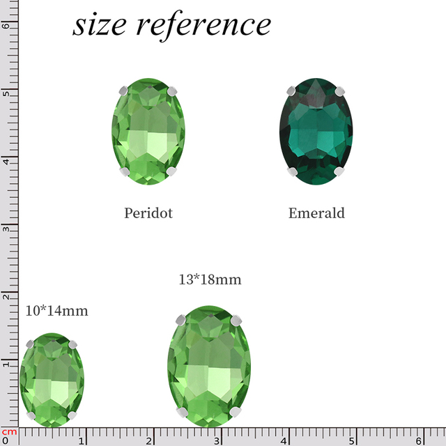 Kamienie szklane Strass kryształowe owalne 10x14mm w kolorze świecącego Peridotu ozdobione miedzianymi pazurkami - Wianko - 1