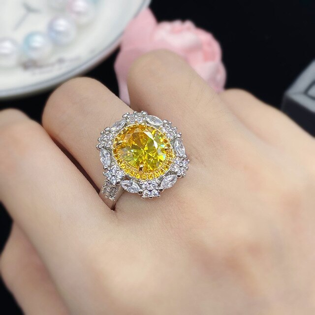 Pierścionek diamentowy dla kobiet z białego złota 18K, 3 karatowy kamień w luksusowym stylu ślubnym - Wianko - 9