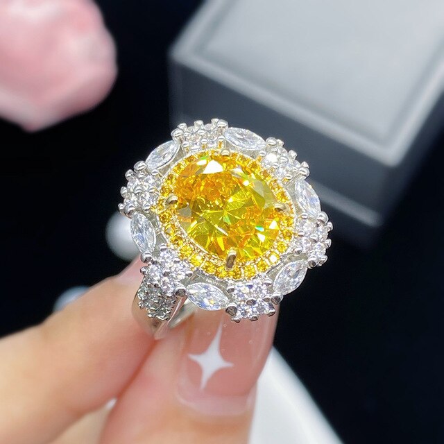 Pierścionek diamentowy dla kobiet z białego złota 18K, 3 karatowy kamień w luksusowym stylu ślubnym - Wianko - 10