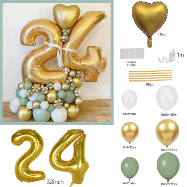 Balon foliowy z numerem urodzinowym - bukiet dla dzieci i dorosłych 12 18 20 30 40 50 lat - Wianko - 4