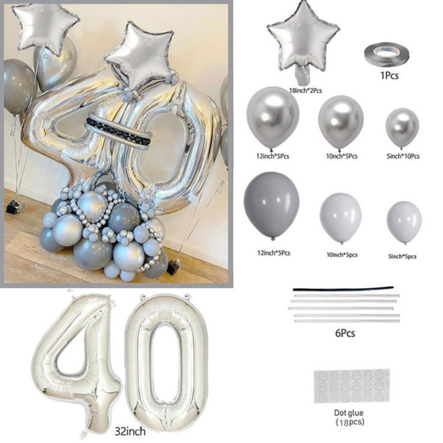 Balon foliowy z numerem urodzinowym - bukiet dla dzieci i dorosłych 12 18 20 30 40 50 lat - Wianko - 5
