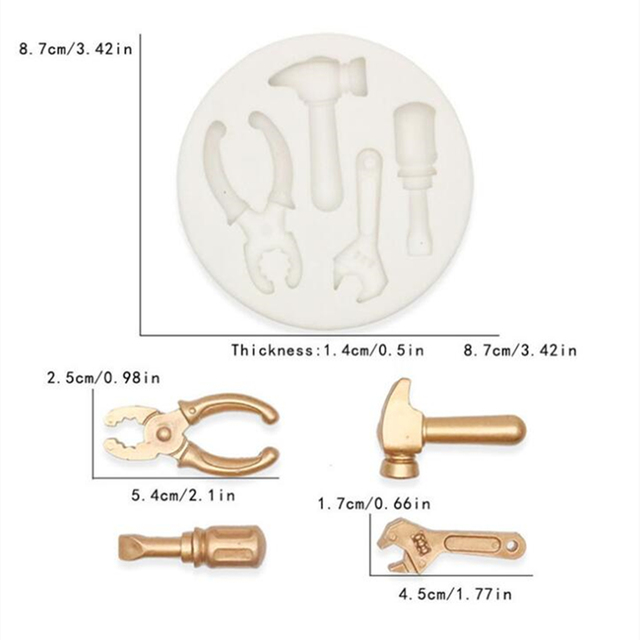 Forma do ciasta 3D z motywem śruby, młotka, klucza - silikonowa, do wykonywania dekoracji z masy cukrowej i czekolady, akcesoria DIY do pieczenia i dekoracji w kuchni - FM2066 - Wianko - 2