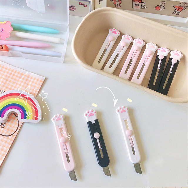 Mini kot pazur nóż introligatorski Kawaii - przenośne narzędzie biurowe dla dzieci - ręcznie robiony papier Cutter z boxem - materiały biurowe - Wianko - 9