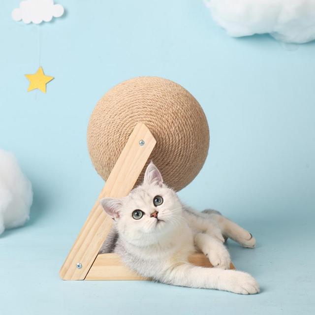 Solidna drewniana płyta do drapania dla kota z sizalowym drapakiem, piłką i miejscem do szkolenia - Wianko - 9