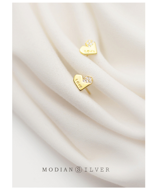 Kolczyki 925 srebro z cyrkoniami - ROMANTYCZNY olśniewający letterlove - serca w kolorze złotym - Wianko - 7