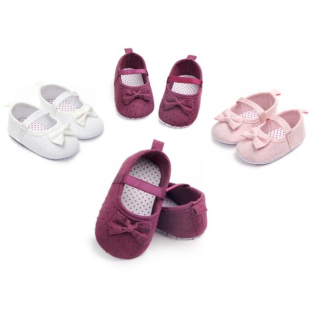 Kokardkowe buty dla niemowląt i maluchów - antypoślizgowe buciki z bawełny, idealne na wiosnę i jesień - Wianko - 1