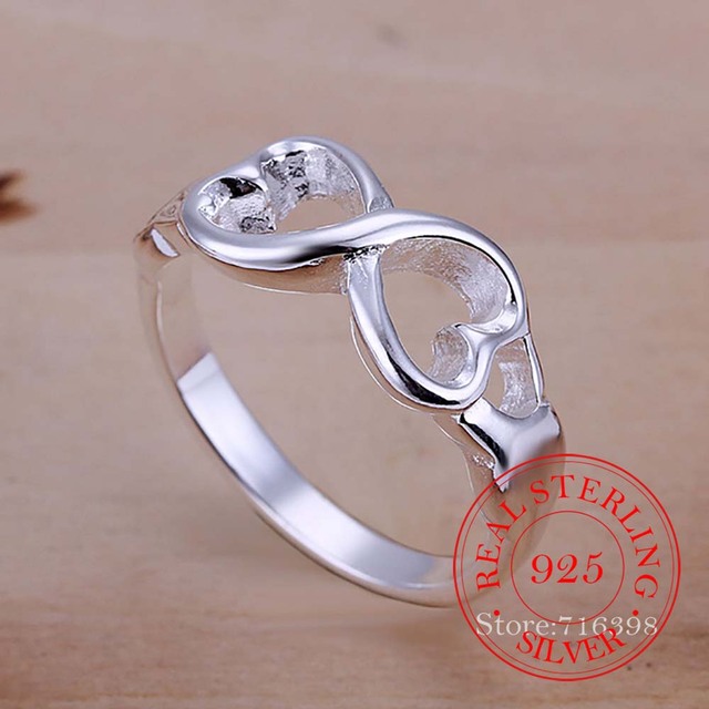 Pierścień nieskończoności ze 100% srebra próby 925 - spersonalizowany lub standardowy, prezent miłosny dla kobiet - Wianko - 2
