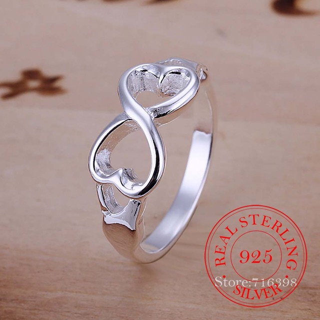 Pierścień nieskończoności ze 100% srebra próby 925 - spersonalizowany lub standardowy, prezent miłosny dla kobiet - Wianko - 1