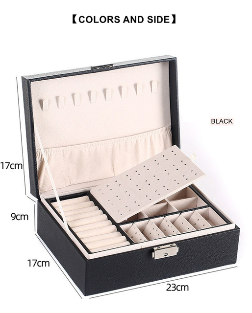 Nowe skórzane pudełko z biżuterią - wysoka jakość, ciemnozielony, modny design Pu - Wianko - 18