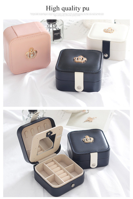 Nowe skórzane pudełko z biżuterią - wysoka jakość, ciemnozielony, modny design Pu - Wianko - 6