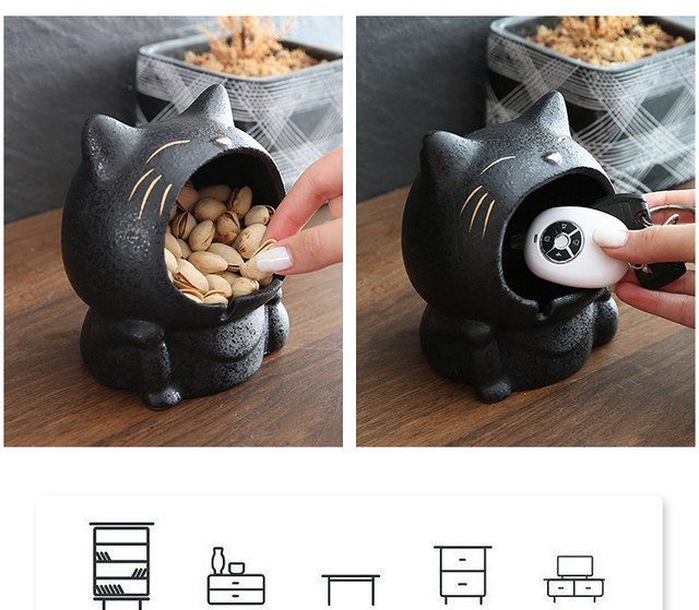Kreatywna ceramiczna popielniczka w kształcie uroczego kotka - przenośna, anty-popiół, do domu i samochodu - Wianko - 6