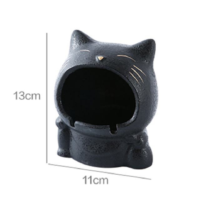 Kreatywna ceramiczna popielniczka w kształcie uroczego kotka - przenośna, anty-popiół, do domu i samochodu - Wianko - 10