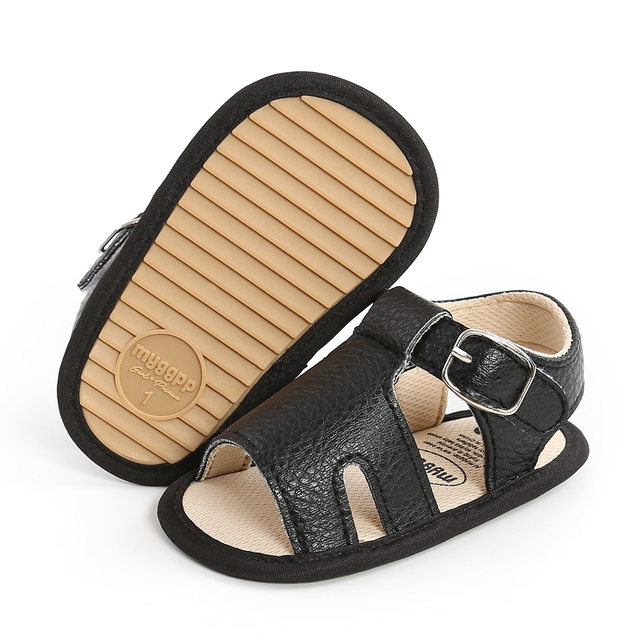 Miękkie skórzane sandały letnie dla niemowląt i dzieci w stylu rzymskim, antypoślizgowe buciki dla dziewczynek i chłopców 0-18M - Wianko - 15