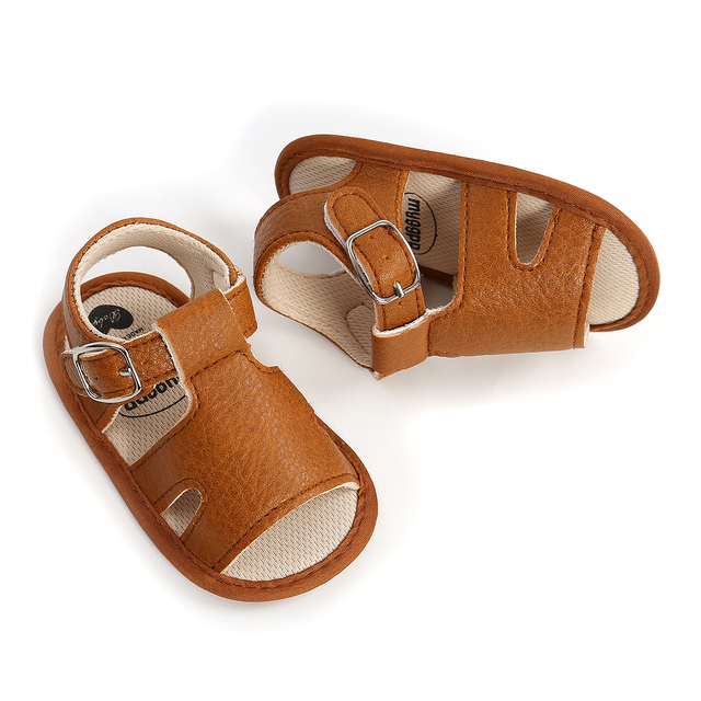 Miękkie skórzane sandały letnie dla niemowląt i dzieci w stylu rzymskim, antypoślizgowe buciki dla dziewczynek i chłopców 0-18M - Wianko - 8