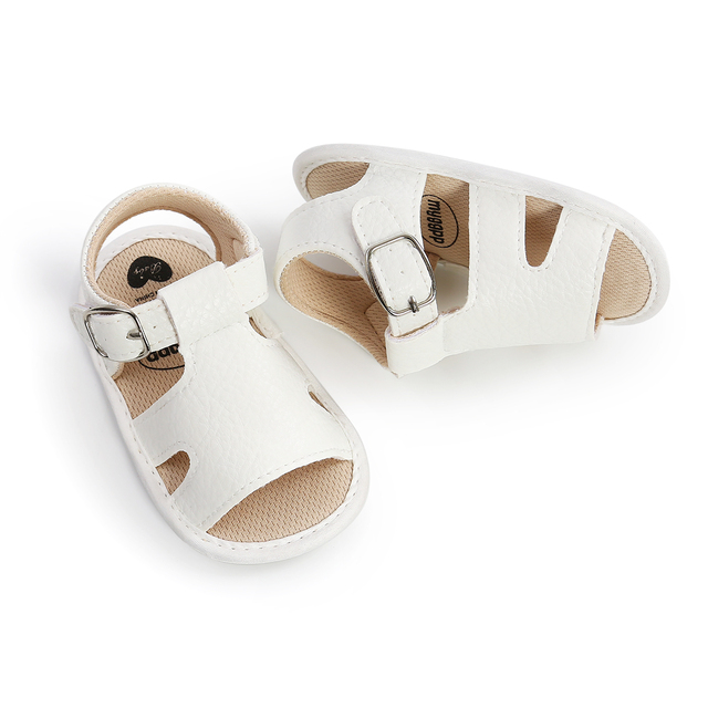 Miękkie skórzane sandały letnie dla niemowląt i dzieci w stylu rzymskim, antypoślizgowe buciki dla dziewczynek i chłopców 0-18M - Wianko - 24