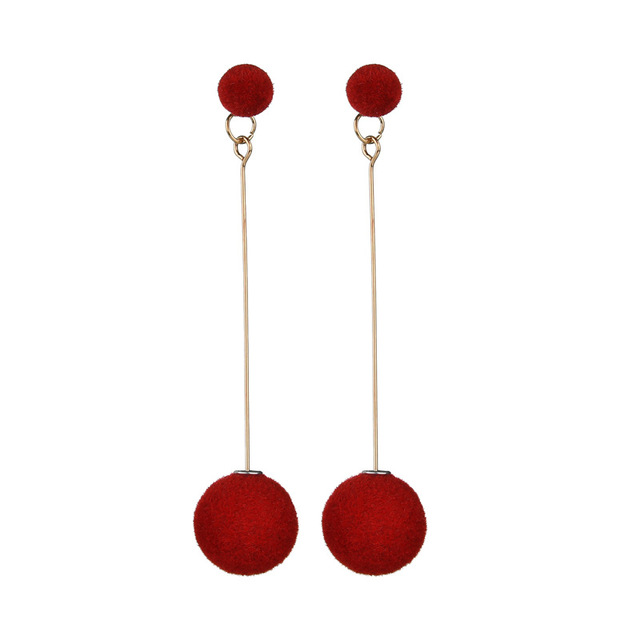 Kolczyki wiszące - Nowa moda, czerwono-czarne pluszowe koraliki, długie frędzle, słodkie i proste, biżuteria prezent kobiecy - Wianko - 9