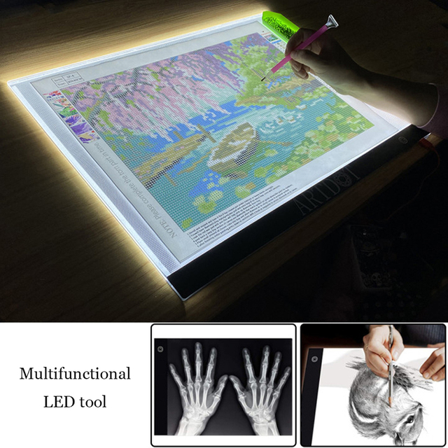 Podświetlana podkładka LED NicHome do kopiowania obrazów 5D - A5/A4/A3, 3 poziomy jasności, zasilana przez port USB, tablet graficzny - Wianko - 1