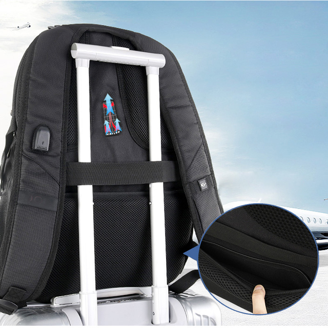 Mężczyźni Plecak Pojemny na Laptop z Ładowarką USB - Plecak Biznesowy, Podróżny, Uczeń z Zabezpieczeniem Przed Kradzieżą - Wianko - 12