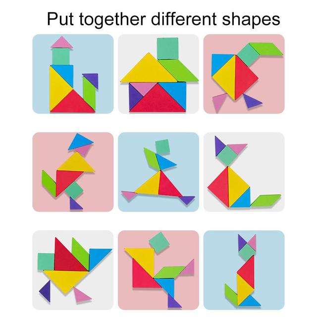 Montessori Kids magnetyczne 3D geometryczne drewniane Puzzle Jigsaw Tangram - Wianko - 2