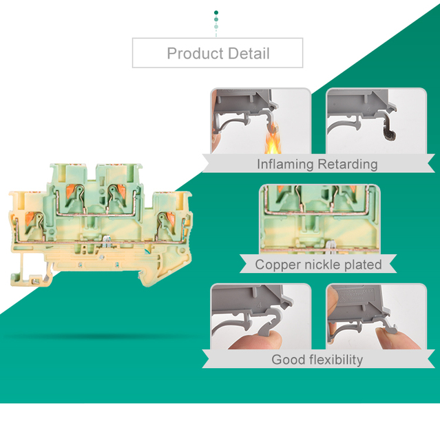 Zacisk blok ST2-2.5/2-2JD dwupokładowy zacisk DIN z drutem 10 sztuk PT2.5 Push In Earthed Spring Quattro - Wianko - 9