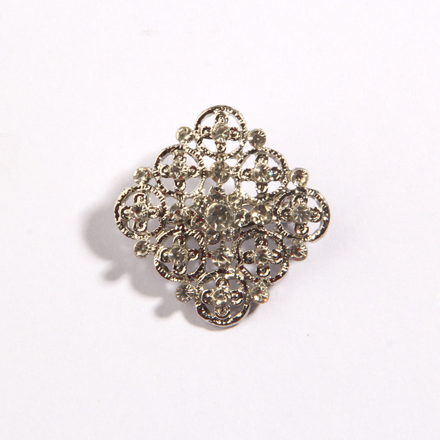 Broszka Pin z kryształowymi kwiatami - 3 cm, DIY akcesoria do ślubnego bukietu - Wianko - 6