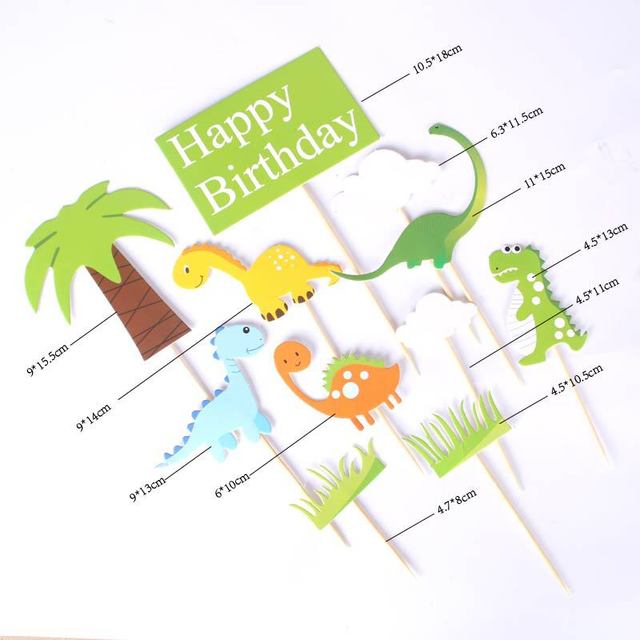 Dekoracje dinozaurów - 11 sztuk w zestawie, idealne na urodziny dzieci - Wianko - 3