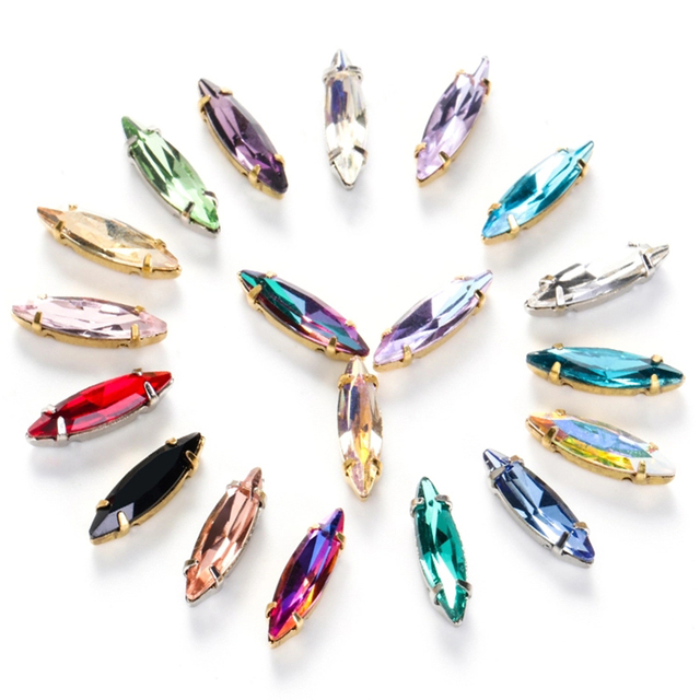 Klips Astrobox Fancy Navette Claw z kryształem górskim w szlifie szczytowym i szklanym strasem - tworzenie biżuterii DIY - Wianko - 6