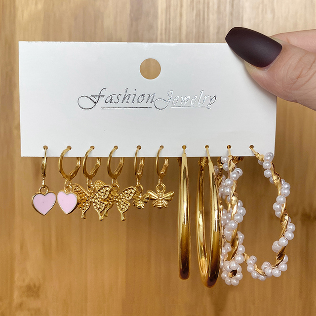 Kolczyki wiszące KISSWIFE Retro Butterfly Drop z perłami - moda 2021 (akrylowa biżuteria) - Wianko - 5