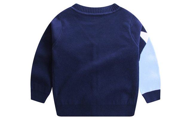 Sweter dzianinowy dla chłopca 2-8 lat, jesienno-zimowy, dekolt w serek, zwierzęta kreskówkowe - Wianko - 2