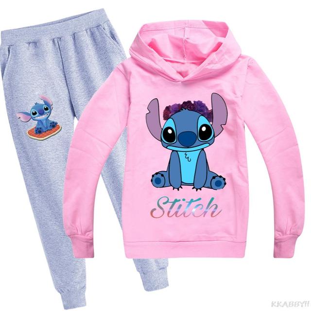 Zestaw odzieży Disney Stitch dla dzieci: bawełniany dres, bluza z kapturem i spodnie - Wianko - 9