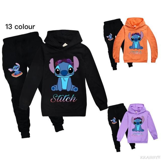 Zestaw odzieży Disney Stitch dla dzieci: bawełniany dres, bluza z kapturem i spodnie - Wianko - 3