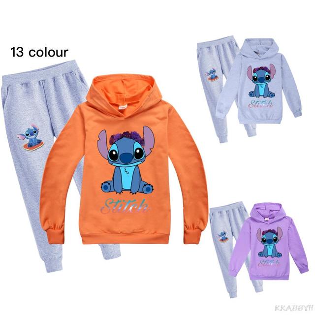 Zestaw odzieży Disney Stitch dla dzieci: bawełniany dres, bluza z kapturem i spodnie - Wianko - 7