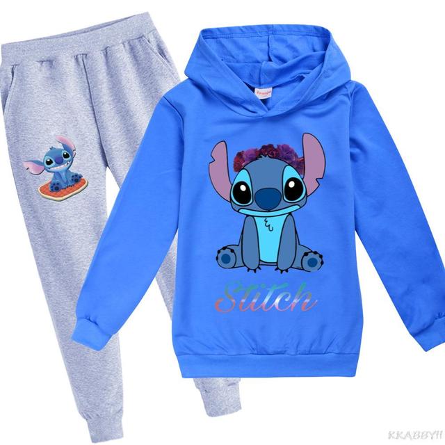 Zestaw odzieży Disney Stitch dla dzieci: bawełniany dres, bluza z kapturem i spodnie - Wianko - 8