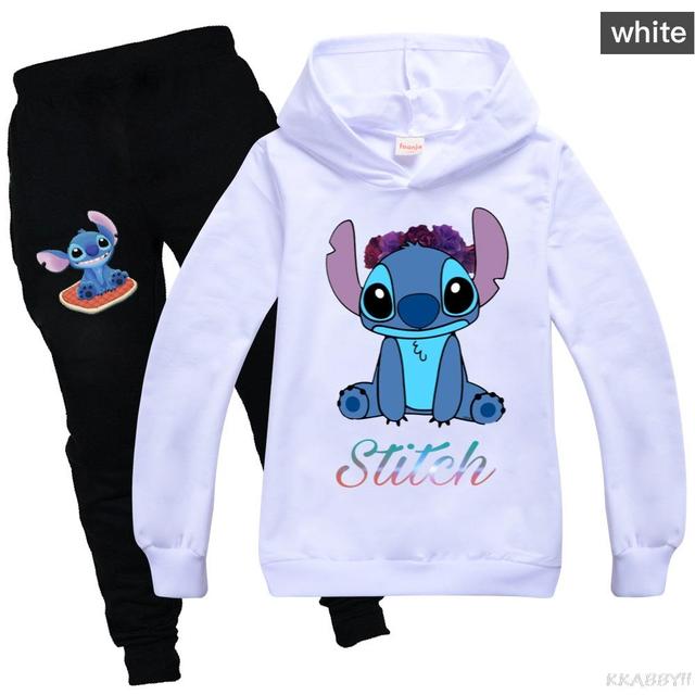 Zestaw odzieży Disney Stitch dla dzieci: bawełniany dres, bluza z kapturem i spodnie - Wianko - 4